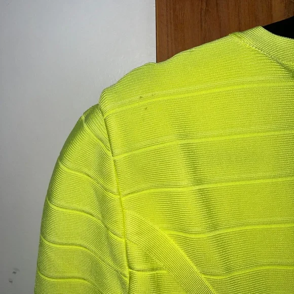 🆕 Hervé Leger Neon Yellow Nathalia Night Out Dress - Picture 10 of 12
